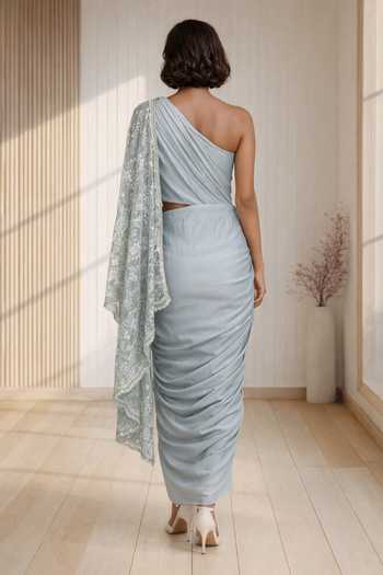 Babita Malkani Nerissa Bead Embroidered Saree Gown 