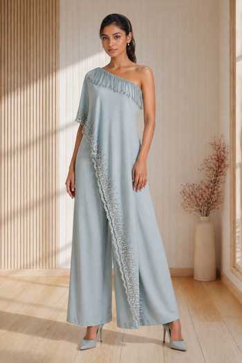 Babita Malkani Aeris One Shoulder Embroidered Jumpsuit 