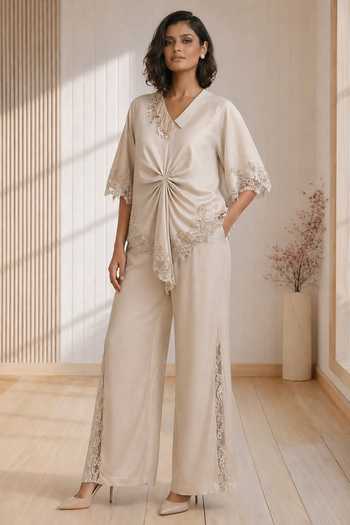 Babita Malkani The Nova Placement Embroidered Top & Pant Set 