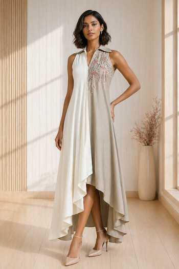 Babita Malkani Isadora Beaded Asymmetric Dress 