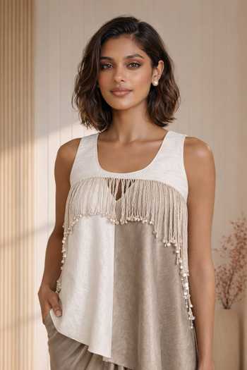 Babita Malkani Ivory Satin, Lace, Velour Round Neck Serein Sequin Work Top And Skirt Set Online at Aza Fashions Babita Malkani_Ivory Satin, Lace, Velour Round Neck Serein Sequin Work Top And Skirt Set _Online_at_Aza_Fashions