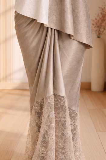 Buy Babita Malkani Ivory Satin, Lace, Velour Round Neck Serein Sequin Work Top And Skirt Set Online at Aza Fashions Buy_Babita Malkani_Ivory Satin, Lace, Velour Round Neck Serein Sequin Work Top And Skirt Set _Online_at_Aza_Fashions