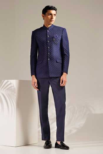 ZOOP MEN Quilted Jacquard Bandhgala With Trouser 