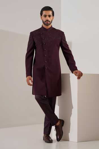 ZOOP MEN Asymmetric Sherwani & Pant Set 