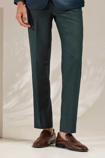 ZOOP MEN_Teal Cotton, Jacquard, Rayon Placed Metallic Strip Detail Suit Set _Online_at_Aza_Fashions