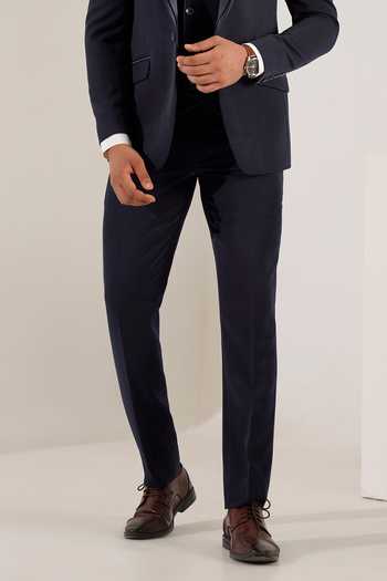 ZOOP MEN_Blue Jacquard, Satin, Structured Tuxedo Suit Set _Online_at_Aza_Fashions