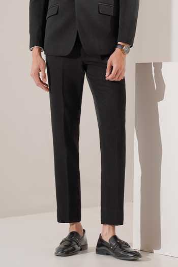 Buy_ZOOP MEN_Black Cotton, Jacquard Tuxedo Jacket And Trouser Set _Online_at_Aza_Fashions