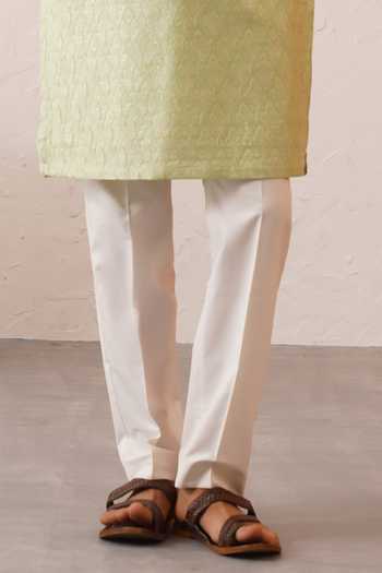 ZOOP MEN_Green Silk, Cotton, Lycra, Polyester Benarasi Kurta And Pant Set _Online_at_Aza_Fashions