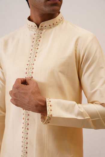 Shop_ZOOP MEN_Pink Silk, Polyester Two Tone Bundi Kurta Set _Online_at_Aza_Fashions