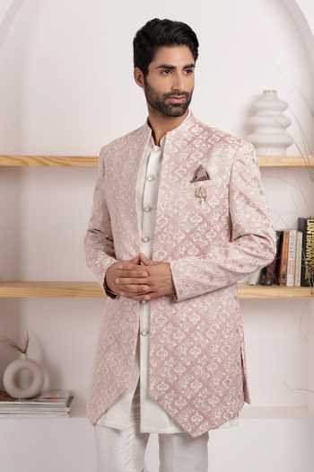 ZOOP MEN Embroidered Jacquard Silk Jacket Set 