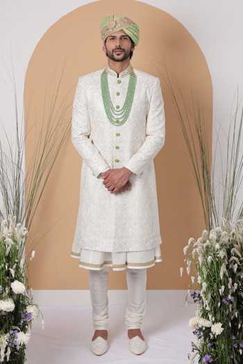 ZOOP MEN Tonal Embroidered Jacquard Sherwani Set  
