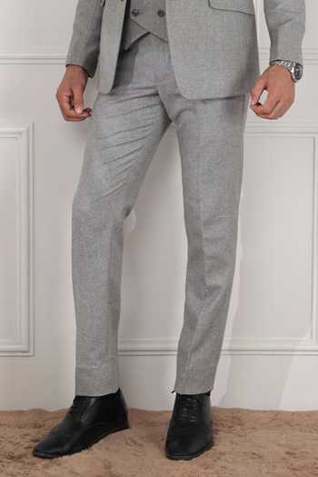 ZOOP MEN_Grey Satin, Structured Suit Set _Online_at_Aza_Fashions