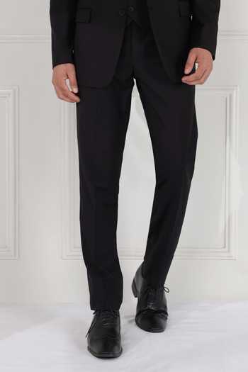 ZOOP MEN Black Satin, Notch Lapel Suit Trouser Set Online at Aza Fashions ZOOP MEN_Black Satin, Notch Lapel Suit Trouser Set _Online_at_Aza_Fashions