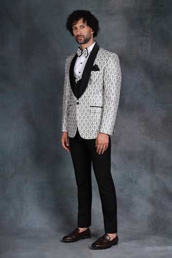 ZOOP MEN White Jacquard, Rayon, Cotton Intricate Embroidered Suit Set Online at Aza Fashions ZOOP MEN_White Jacquard, Rayon, Cotton Intricate Embroidered Suit Set _Online_at_Aza_Fashions
