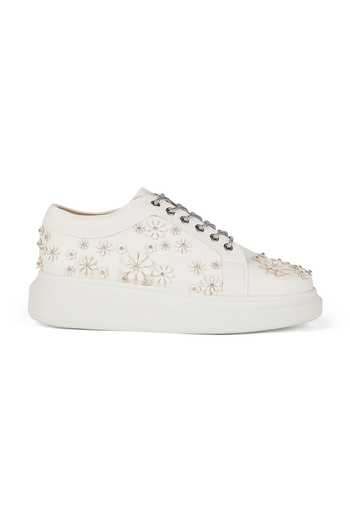 Anaar White Punk Daisies Classic Sneakers Online at Aza Fashions Anaar_White Punk Daisies Classic Sneakers _Online_at_Aza_Fashions