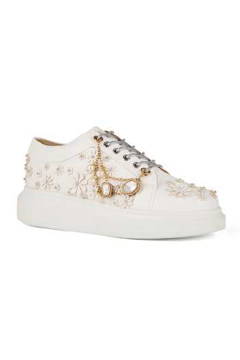 Shop Anaar White Punk Daisies Classic Sneakers Shop_Anaar_White Punk Daisies Classic Sneakers