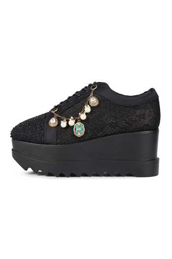 Shop Anaar Black Nazakat Wedge Sneakers Shop_Anaar_Black Nazakat Wedge Sneakers