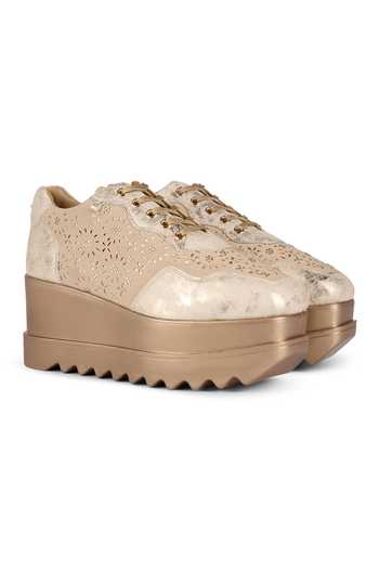 Anaar Beige Re-dazzle Wedge Sneakers Online at Aza Fashions Anaar_Beige Re-dazzle Wedge Sneakers _Online_at_Aza_Fashions