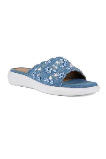 Shop Anaar Blue Florique Flat Sandals Online at Aza Fashions Shop_Anaar_Blue Florique Flat Sandals _Online_at_Aza_Fashions