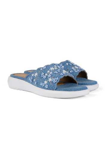 Anaar Blue Florique Flat Sandals at Aza Fashions Anaar_Blue Florique Flat Sandals _at_Aza_Fashions