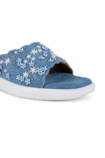 Buy Anaar Blue Florique Flat Sandals Buy_Anaar_Blue Florique Flat Sandals