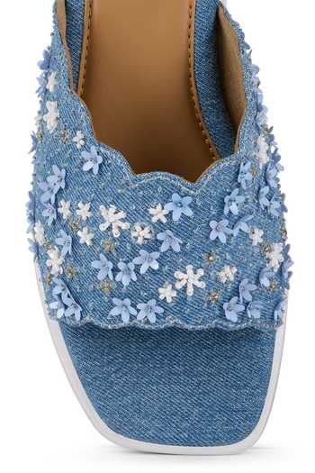 Shop Anaar Blue Florique Flat Sandals Shop_Anaar_Blue Florique Flat Sandals