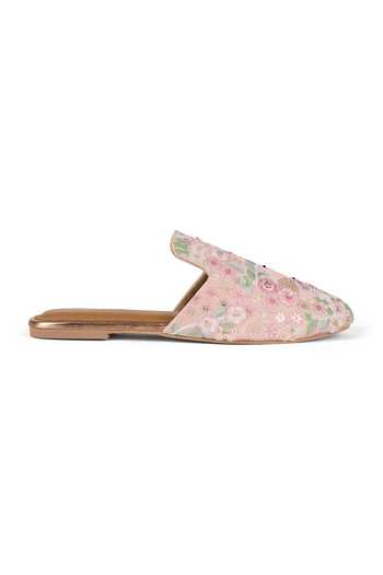 Anaar Pink Lovebirds Embroidered Mules Online at Aza Fashions Anaar_Pink Lovebirds Embroidered Mules _Online_at_Aza_Fashions