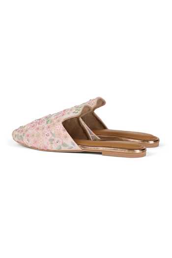 Buy Anaar Pink Lovebirds Embroidered Mules Online at Aza Fashions Buy_Anaar_Pink Lovebirds Embroidered Mules _Online_at_Aza_Fashions