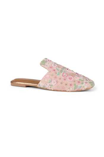 Shop Anaar Pink Lovebirds Embroidered Mules Online at Aza Fashions Shop_Anaar_Pink Lovebirds Embroidered Mules _Online_at_Aza_Fashions