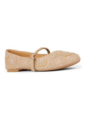 Buy_Anaar_Beige Lucknow Legacy Lace Ballerinas _Online_at_Aza_Fashions