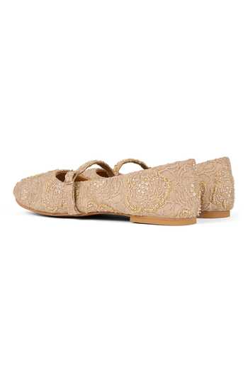 Anaar_Beige Lucknow Legacy Lace Ballerinas _at_Aza_Fashions