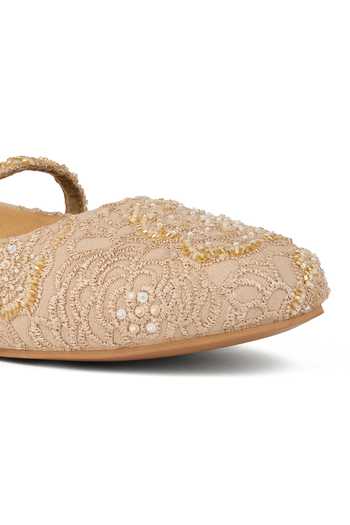 Buy_Anaar_Beige Lucknow Legacy Lace Ballerinas 
