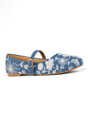 Anaar_Blue Kashmir Kehwa Ballerinas _Online_at_Aza_Fashions
