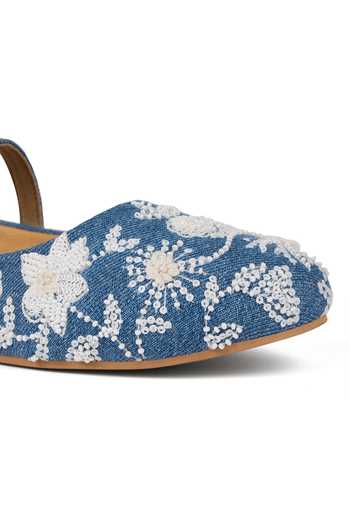 Shop_Anaar_Blue Kashmir Kehwa Ballerinas _Online_at_Aza_Fashions