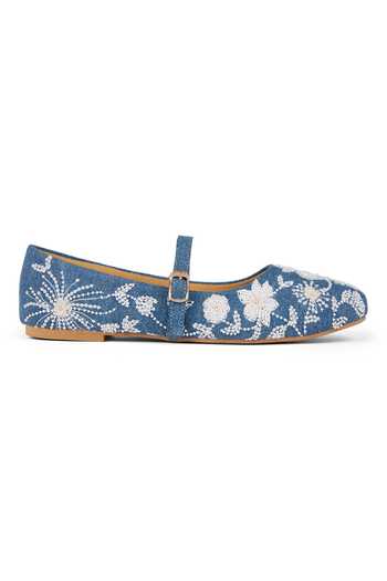 Anaar_Blue Kashmir Kehwa Ballerinas _at_Aza_Fashions