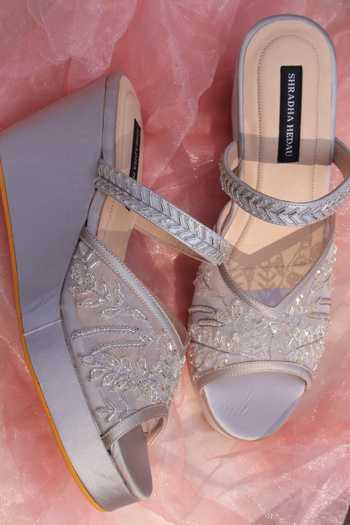 Shradha Hedau Footwear Couture Clarion Leaf Embroidered Wedges 