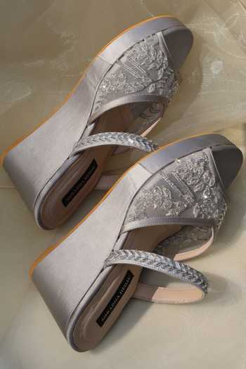 Shradha Hedau Footwear Couture Clarion Leaf Embroidered Wedges 