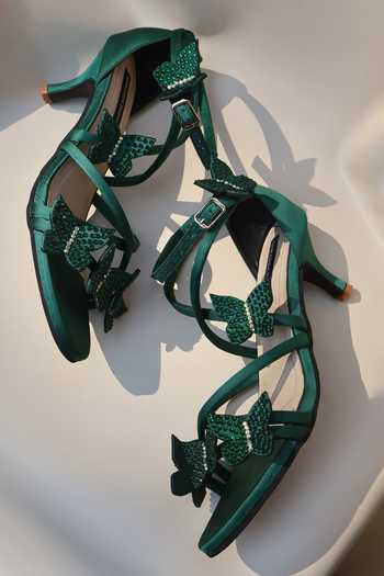 Shradha Hedau Footwear Couture Fern Butterfly Applique Kitten Heels 