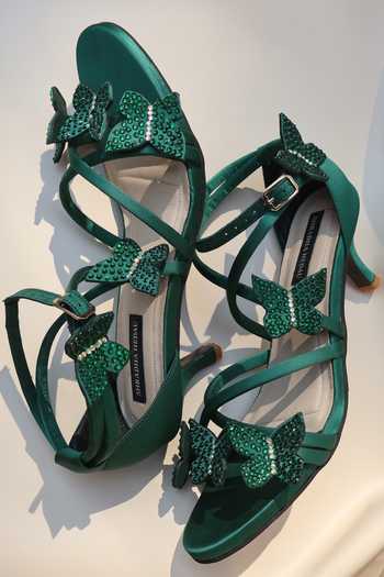 Shradha Hedau Footwear Couture Fern Butterfly Applique Kitten Heels 