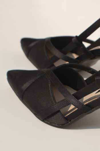 Buy_Shradha Hedau Footwear Couture_Black Margot Pointed Toe Slingback Kitten Heels _Online_at_Aza_Fashions