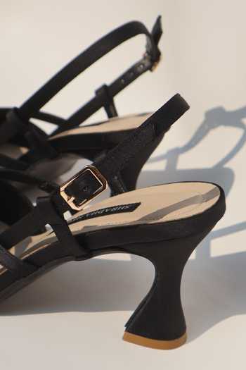 Buy_Shradha Hedau Footwear Couture_Black Margot Pointed Toe Slingback Kitten Heels 