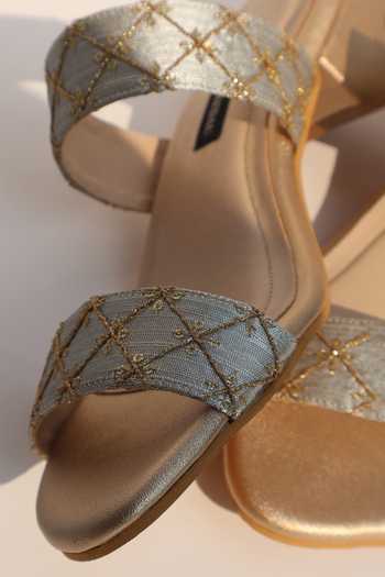 Buy_Shradha Hedau Footwear Couture_Beige Amara Quilted Embroidered Heels _Online_at_Aza_Fashions