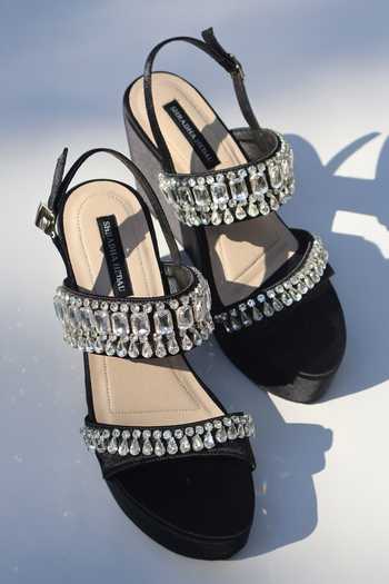 Shradha Hedau Footwear Couture Zara Tiered Embellished Straps Block Wedges 