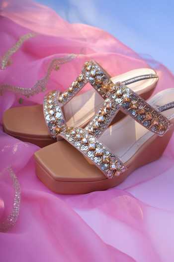 Shradha Hedau Footwear Couture Kyra Embellished T Strap Wedges 