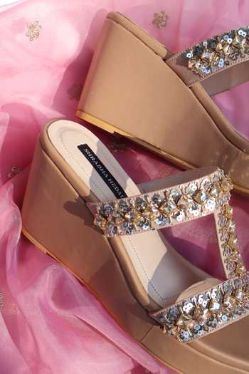 Shradha Hedau Footwear Couture Kyra Embellished T Strap Wedges 