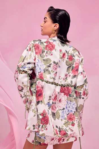 July Issue Floral Print Blazer & Skirt Set 