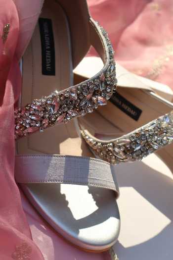 Shradha Hedau Footwear Couture_White Eliana Embellished Strap Block Heels _Online_at_Aza_Fashions