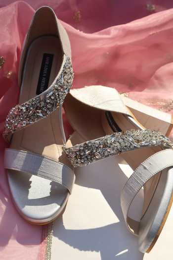 Shop_Shradha Hedau Footwear Couture_White Eliana Embellished Strap Block Heels _Online_at_Aza_Fashions