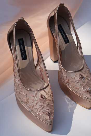 Shradha Hedau Footwear Couture Asther Sheer Mesh Embroidered Pump Heels 
