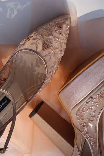 Buy_Shradha Hedau Footwear Couture_Peach Asther Sheer Mesh Embroidered Pump Heels 